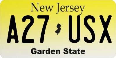 NJ license plate A27USX