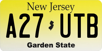 NJ license plate A27UTB