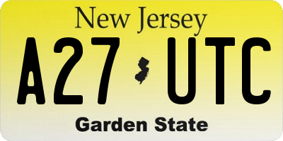 NJ license plate A27UTC