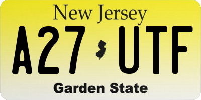 NJ license plate A27UTF