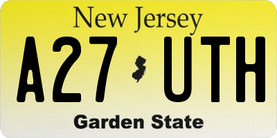 NJ license plate A27UTH