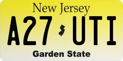 NJ license plate A27UTI