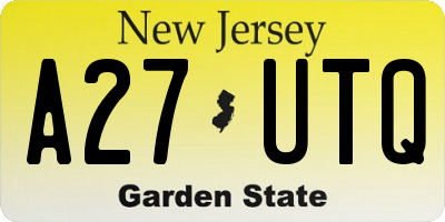NJ license plate A27UTQ