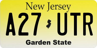 NJ license plate A27UTR