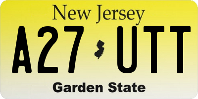 NJ license plate A27UTT
