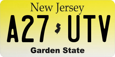 NJ license plate A27UTV
