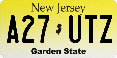 NJ license plate A27UTZ