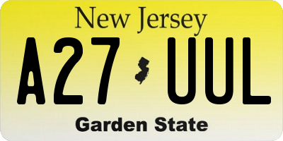 NJ license plate A27UUL