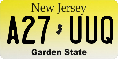 NJ license plate A27UUQ