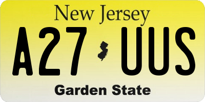 NJ license plate A27UUS