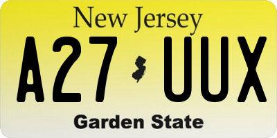 NJ license plate A27UUX