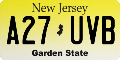 NJ license plate A27UVB
