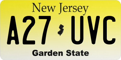 NJ license plate A27UVC