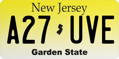 NJ license plate A27UVE