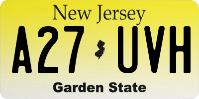 NJ license plate A27UVH