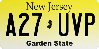 NJ license plate A27UVP