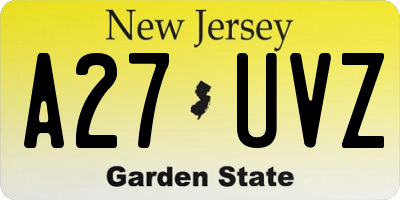 NJ license plate A27UVZ