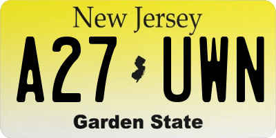 NJ license plate A27UWN