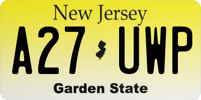 NJ license plate A27UWP