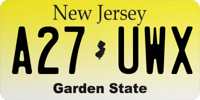 NJ license plate A27UWX