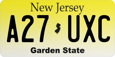 NJ license plate A27UXC