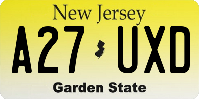 NJ license plate A27UXD
