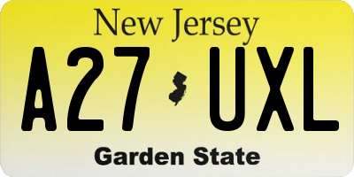 NJ license plate A27UXL
