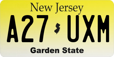 NJ license plate A27UXM