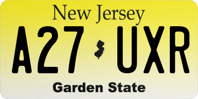NJ license plate A27UXR