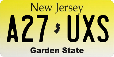NJ license plate A27UXS