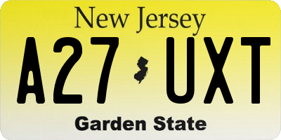 NJ license plate A27UXT