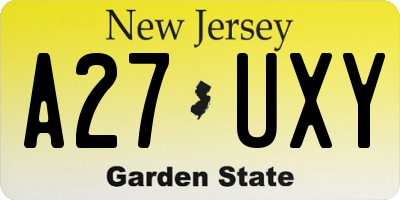 NJ license plate A27UXY