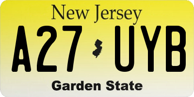 NJ license plate A27UYB