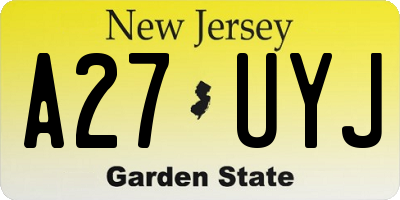 NJ license plate A27UYJ