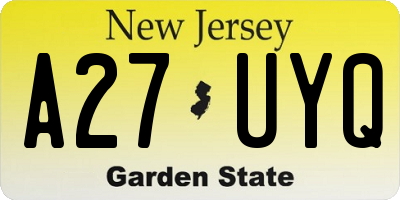 NJ license plate A27UYQ