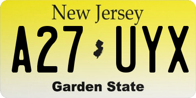 NJ license plate A27UYX