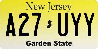 NJ license plate A27UYY