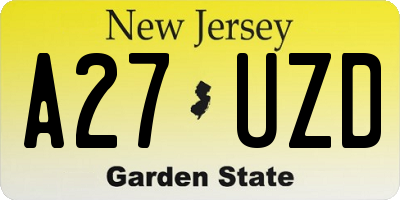 NJ license plate A27UZD