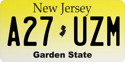 NJ license plate A27UZM