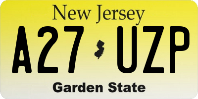 NJ license plate A27UZP