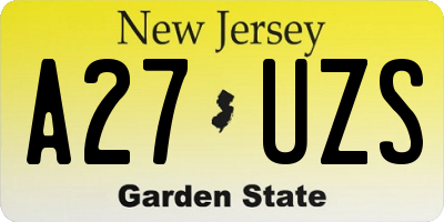 NJ license plate A27UZS