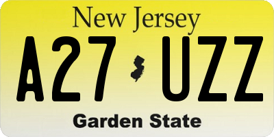 NJ license plate A27UZZ