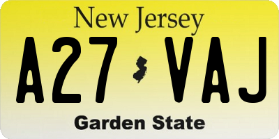 NJ license plate A27VAJ