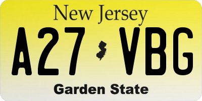 NJ license plate A27VBG