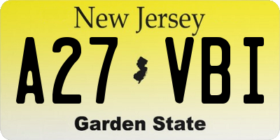 NJ license plate A27VBI