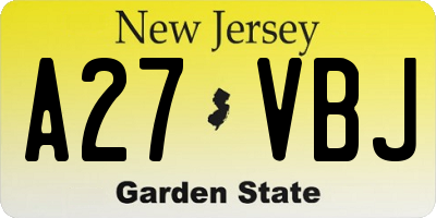 NJ license plate A27VBJ