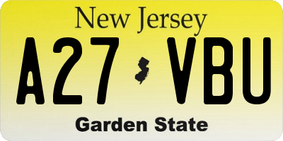 NJ license plate A27VBU