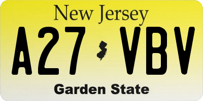 NJ license plate A27VBV
