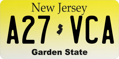 NJ license plate A27VCA