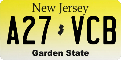 NJ license plate A27VCB